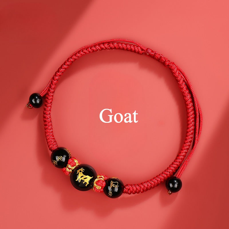 Zen Healing 2025 Chinese Zodiac Agate Protection Red String Bracelet