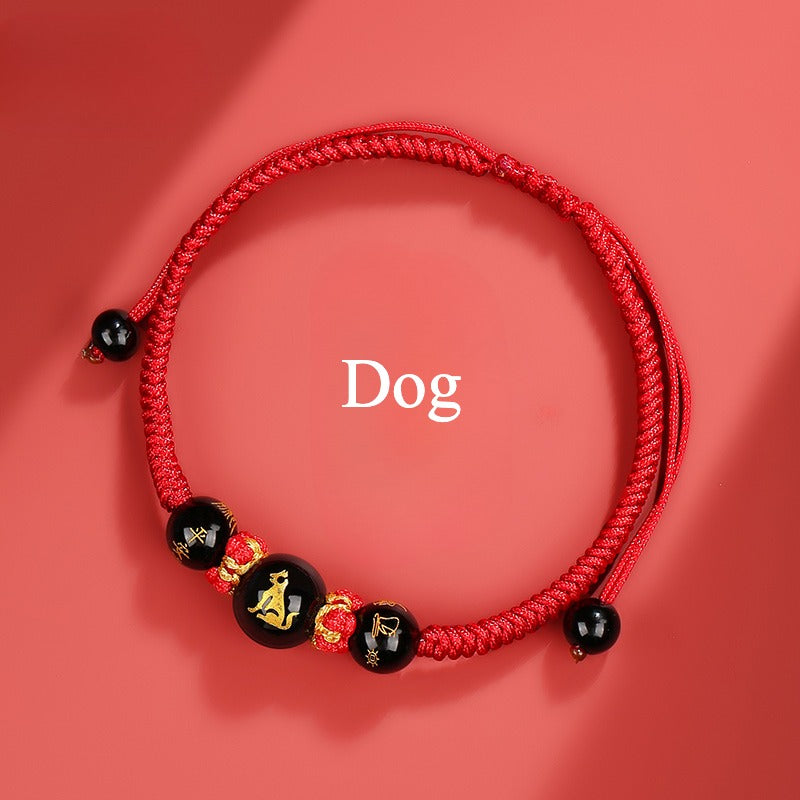 Zen Healing 2025 Chinese Zodiac Agate Protection Red String Bracelet