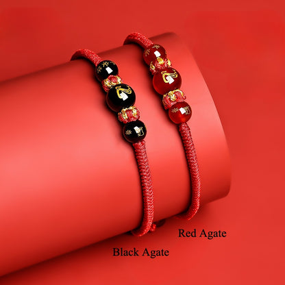 Zen Healing 2025 Chinese Zodiac Agate Protection Red String Bracelet