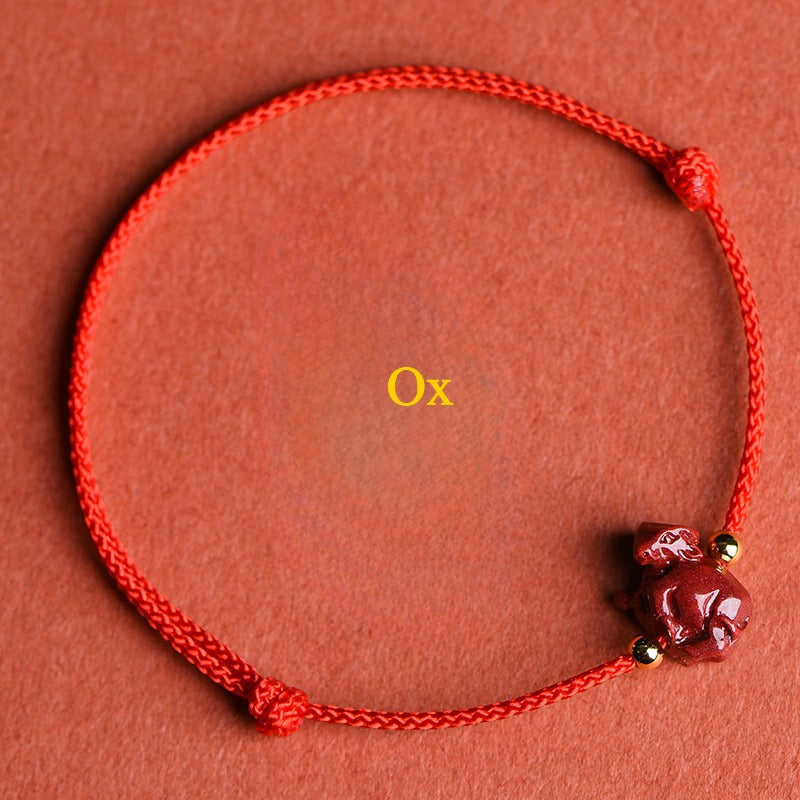 Zen Healing 2025 Chinese Zodiac Cinnabar Red String Luck Bracelet