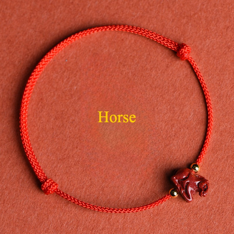 Zen Healing 2025 Chinese Zodiac Cinnabar Red String Luck Bracelet