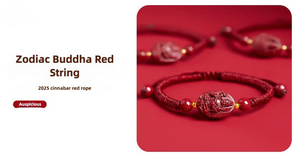 Zen Healing 2025 Chinese Zodiac Cinnabar Red String Luck Bracelet