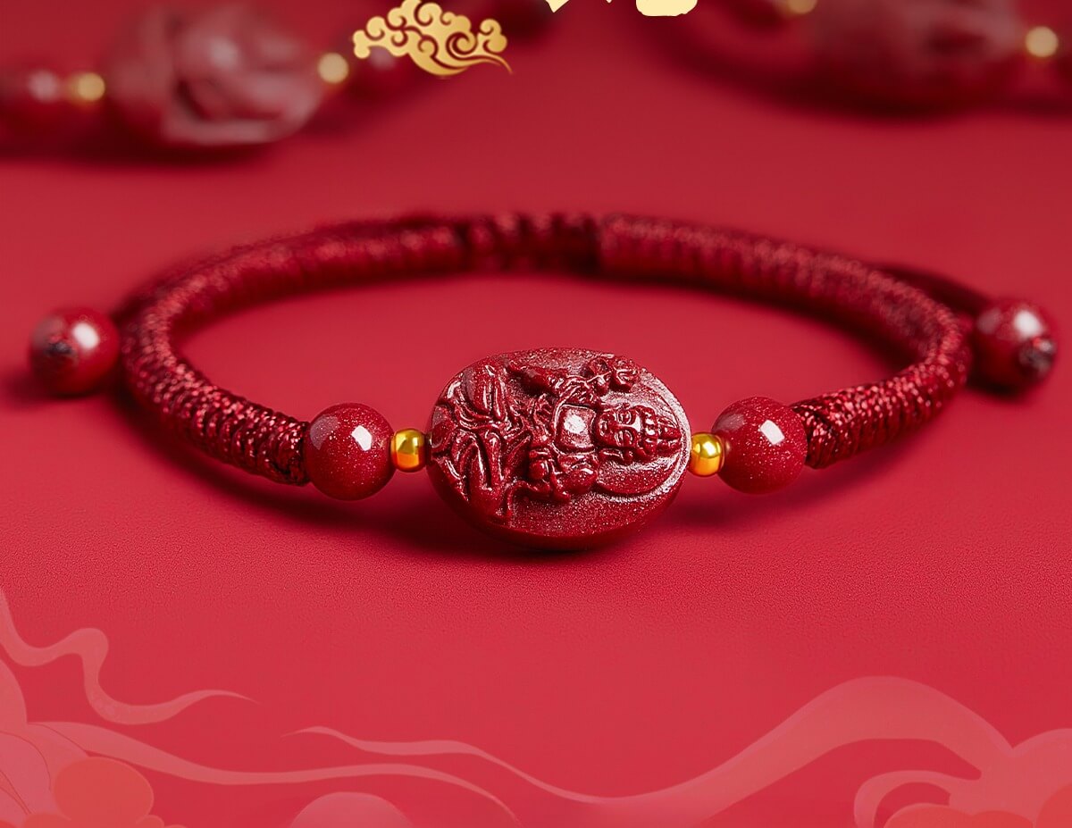 Zen Healing 2025 Chinese Zodiac Natal Buddha Cinnabar Blessing Red String Bracelet