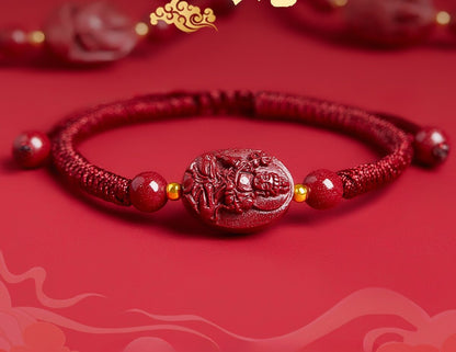 Zen Healing 2025 Chinese Zodiac Natal Buddha Cinnabar Blessing Red String Bracelet