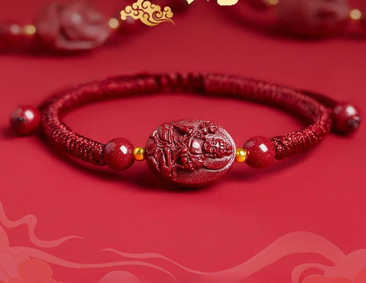 Zen Healing 2025 Chinese Zodiac Natal Buddha Cinnabar Blessing Red String Bracelet