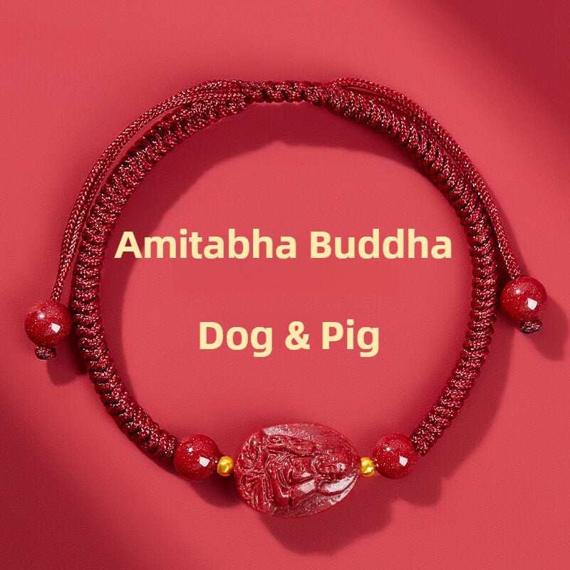 Zen Healing 2025 Chinese Zodiac Natal Buddha Cinnabar Blessing Red String Bracelet