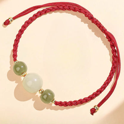 Zen Healing 2025 Chinese Zodiac Snake Hetian Jade Luck Bead Red String Bracelet