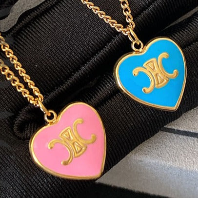 Zen Healing 24K Gold Plated Dopamine Heart Enamel Pendant Necklace