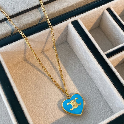 Zen Healing 24K Gold Plated Dopamine Heart Enamel Pendant Necklace