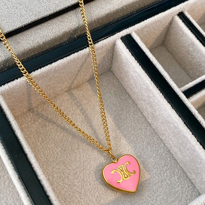 Zen Healing 24K Gold Plated Dopamine Heart Enamel Pendant Necklace