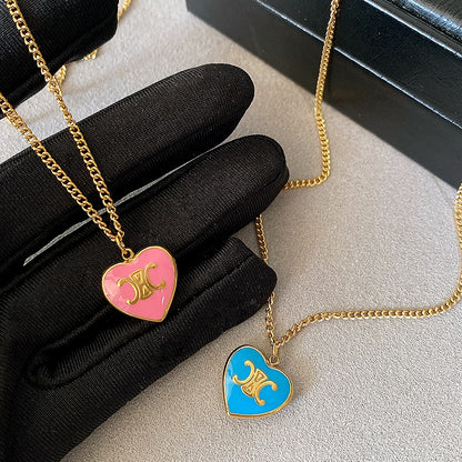 Zen Healing 24K Gold Plated Dopamine Heart Enamel Pendant Necklace