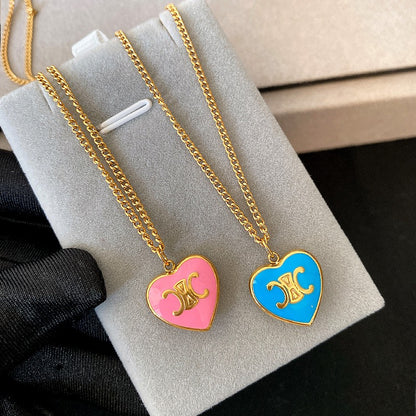 Zen Healing 24K Gold Plated Dopamine Heart Enamel Pendant Necklace