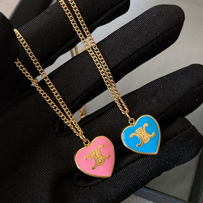 Zen Healing 24K Gold Plated Dopamine Heart Enamel Pendant Necklace