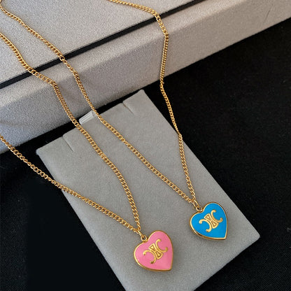 Zen Healing 24K Gold Plated Dopamine Heart Enamel Pendant Necklace