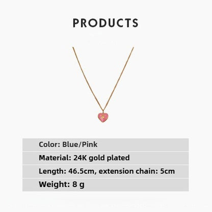 Zen Healing 24K Gold Plated Dopamine Heart Enamel Pendant Necklace