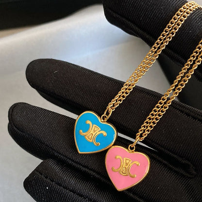 Zen Healing 24K Gold Plated Dopamine Heart Enamel Pendant Necklace