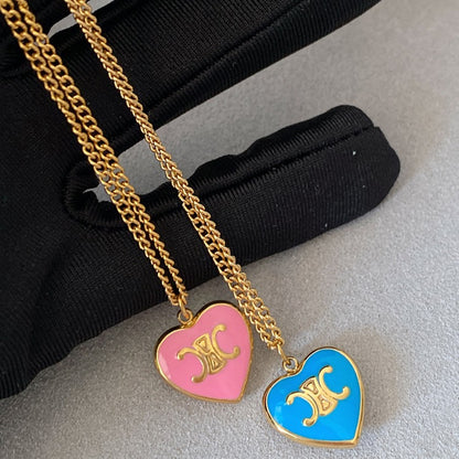 Zen Healing 24K Gold Plated Dopamine Heart Enamel Pendant Necklace