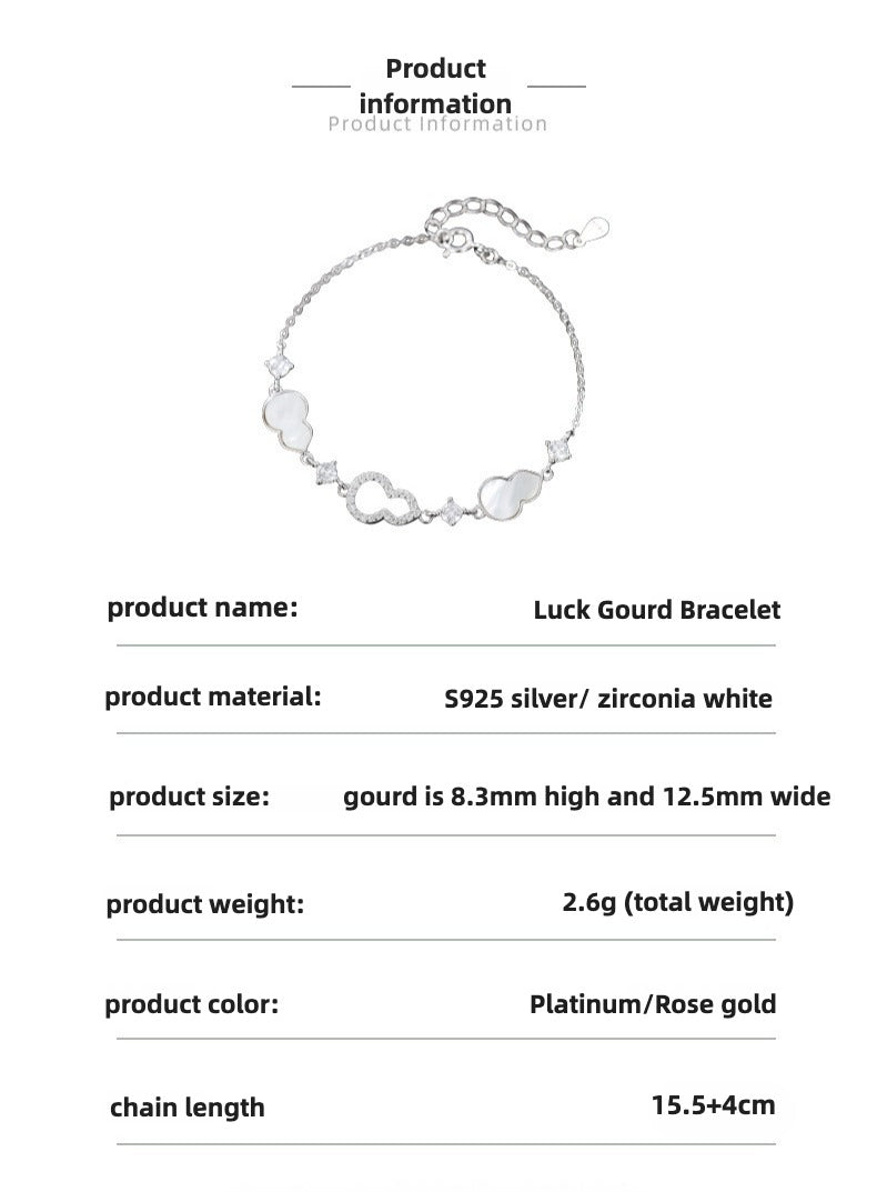 Zen Healing 925 Silver Charm Luck Gourd Bracelet