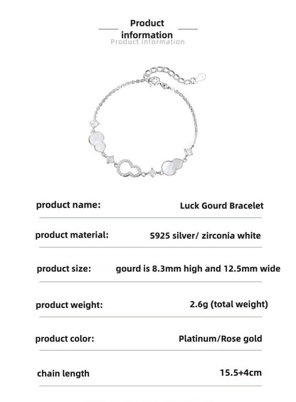 Zen Healing 925 Silver Charm Luck Gourd Bracelet