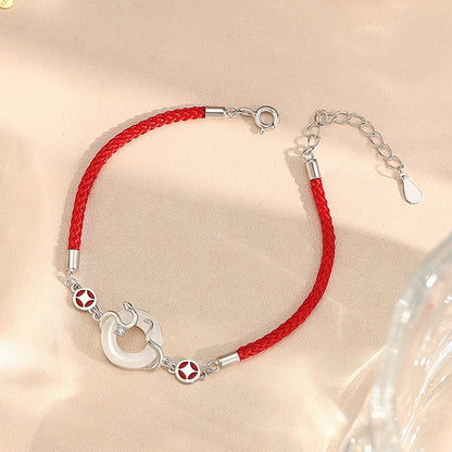 Zen Healing 925 Silver Jade Year of snake Coin Red String Protection Braided Bracelet