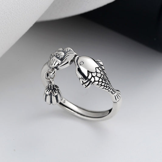 Zen Healing 925 Sliver Koi Fish Luck Ring