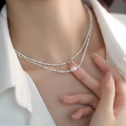Zen Healing 925 Sterling Silver Irregular Fragment Swarovski Pearls Necklace
