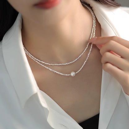 Zen Healing 925 Sterling Silver Irregular Fragment Swarovski Pearls Necklace