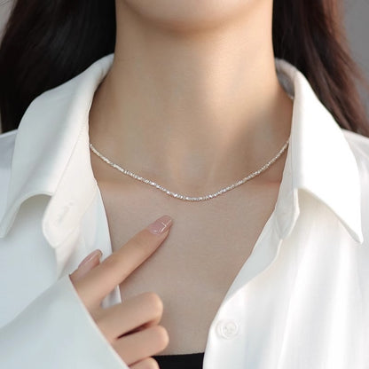 Zen Healing 925 Sterling Silver Irregular Fragment Swarovski Pearls Necklace