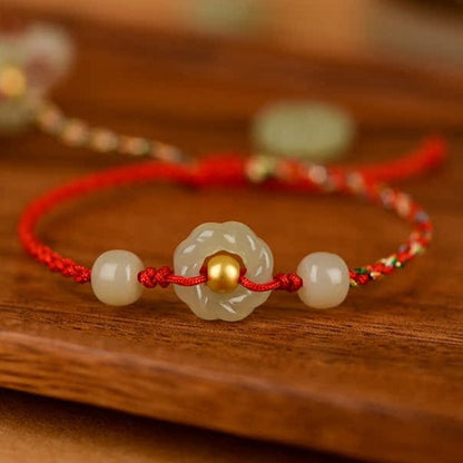 Zen Healing 999 Gold Bead Hetian Jade Möbius Strip Love & Harmony Braided Bracelet