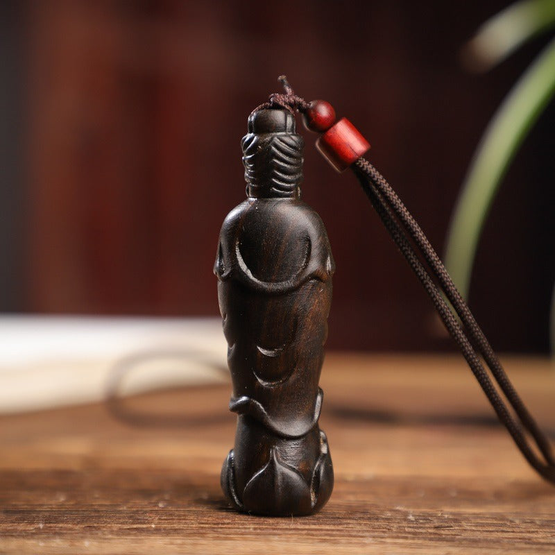 Zen Healing Agarwood Avalokitesvara Amulet Wealth Necklace Pendant