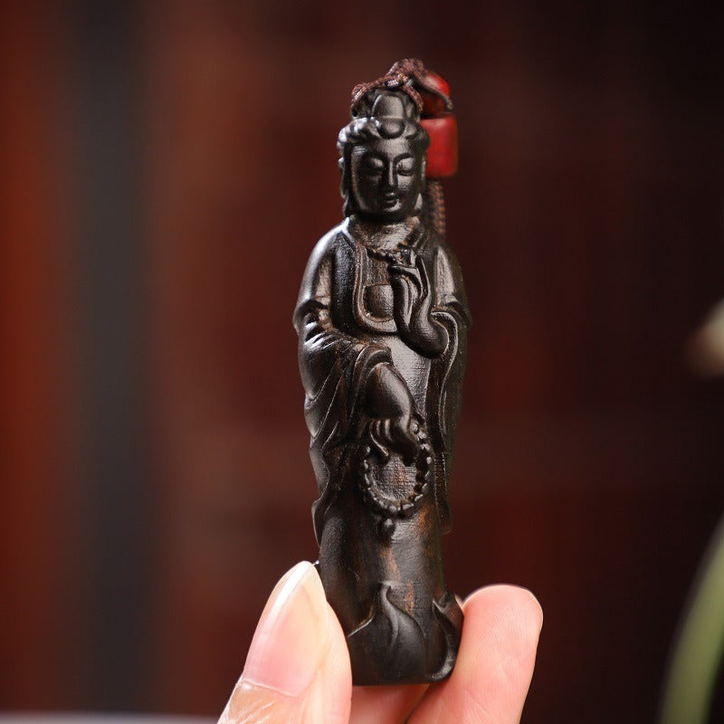 Zen Healing Agarwood Avalokitesvara Amulet Wealth Necklace Pendant