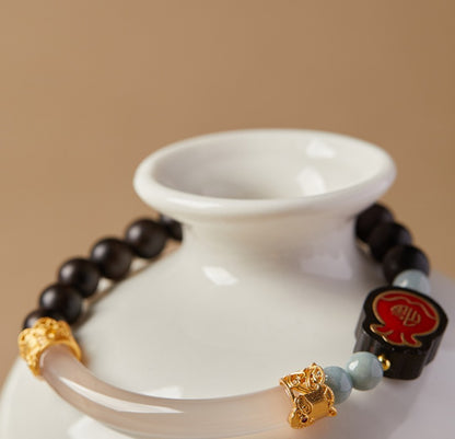 Zen Healing Agarwood Fu Character Balance Bracelet