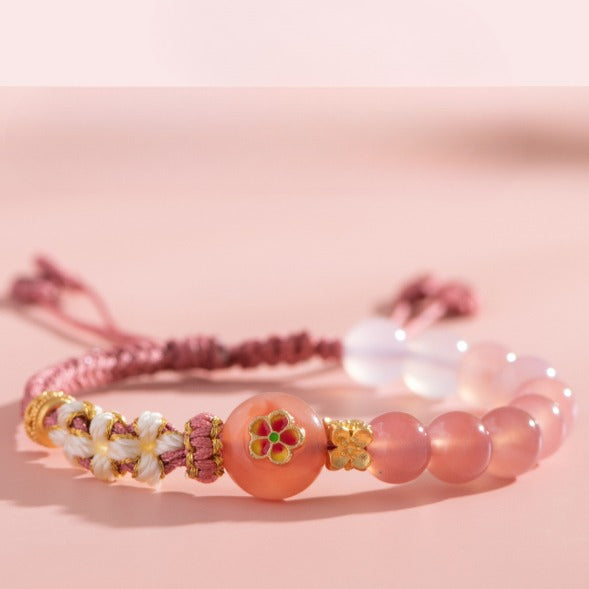 Zen Healing Agate Peach Blossom Love Braided Bracelet