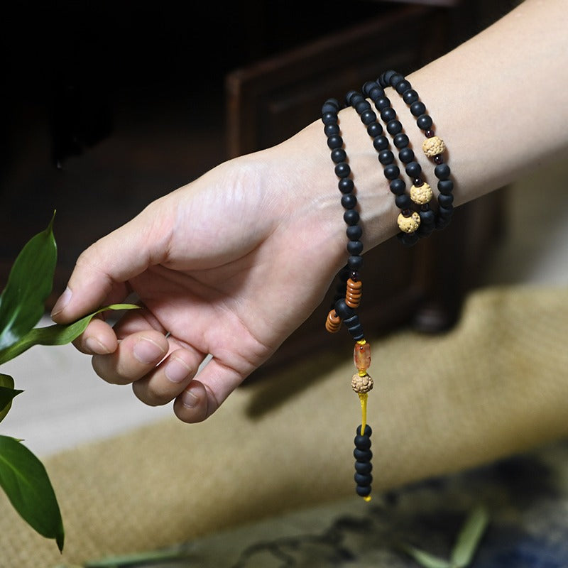 Zen Healing Amber 108 Agate Mala Beads Healing Bracelet