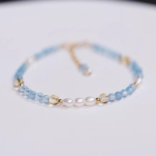 Zen Healing Aquamarine Pearl Healing Energy Bracelet