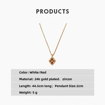 Zen Healing Baroque 24K Gold Plated Floral Clover Pendant Necklace