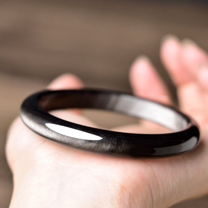 Zen Healing Black Obsidian Protection Bracelet Bangle