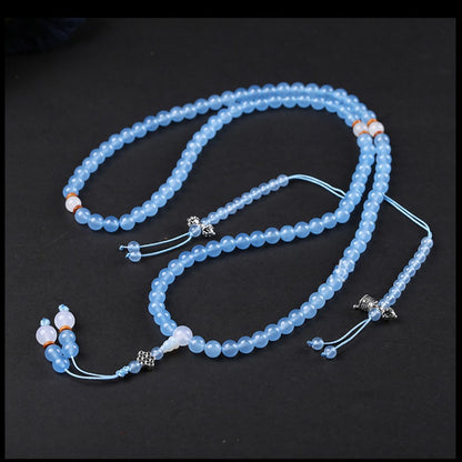 Zen Healing Blue Chalcedony Emotional Balance Energy 108 Mala Bracelet