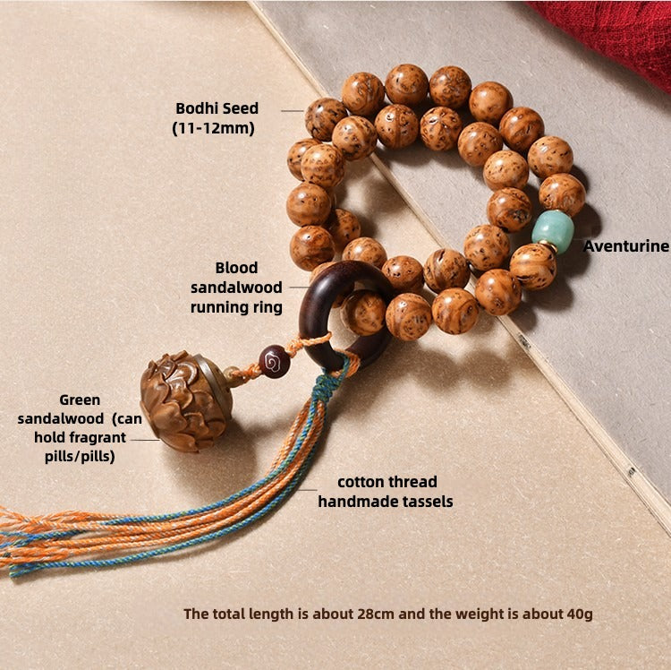 Zen Healing Bodhi Seed Wisdom Harmony Wrist Mala Lotus Bracelet