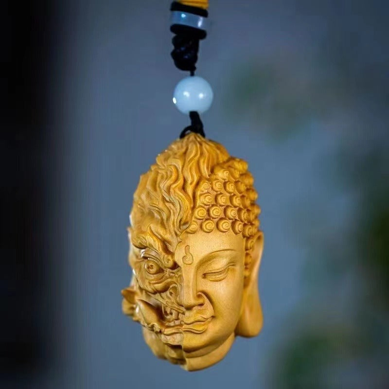 Zen Healing Boxwood Buddha One Thought Car Pendant Handheld Ornament