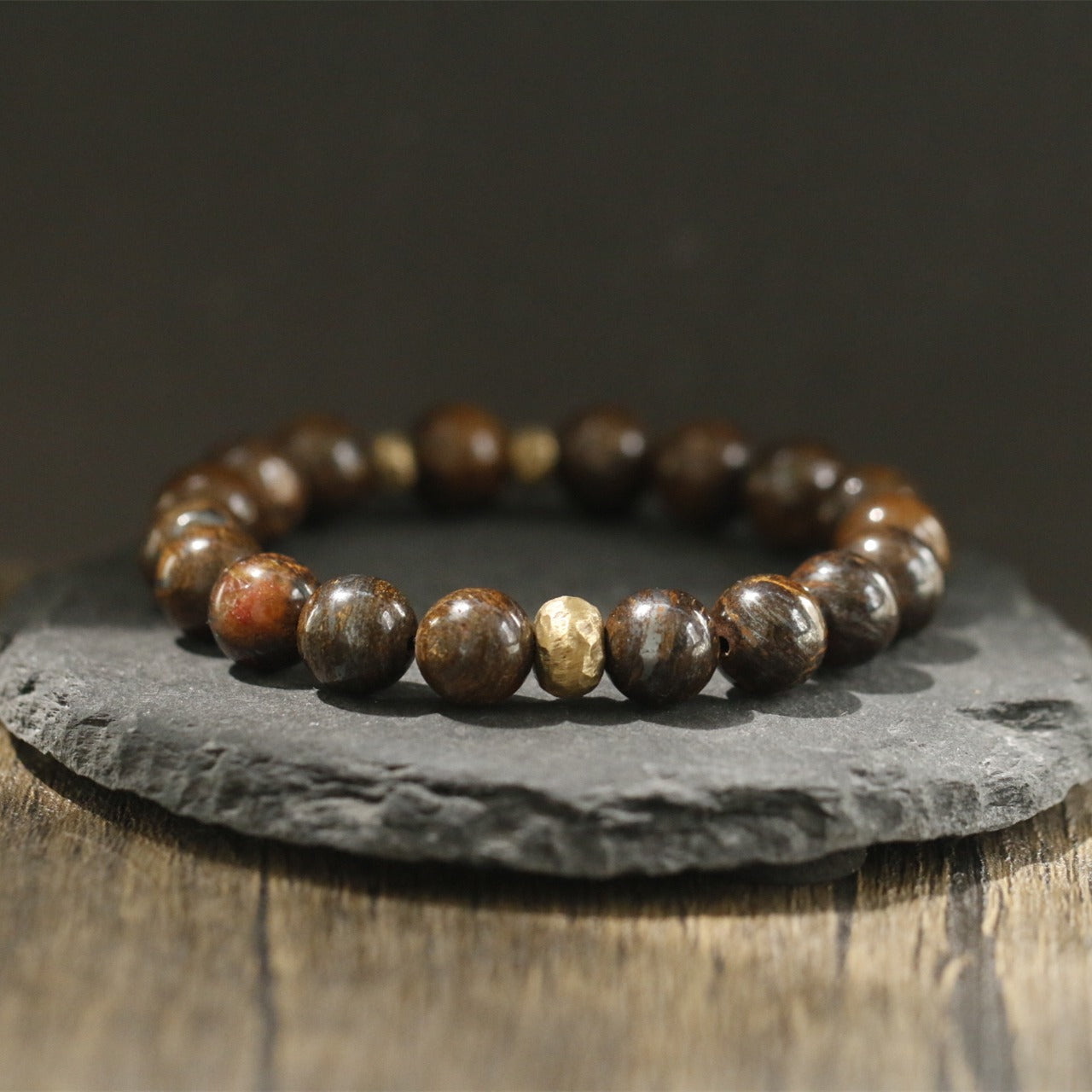 Zen Healing Bronzite Copper Brass Bead Strength Bracelet