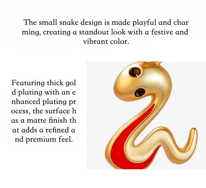 Zen Healing Chinese Zodiac Snake Gold Red Earrings