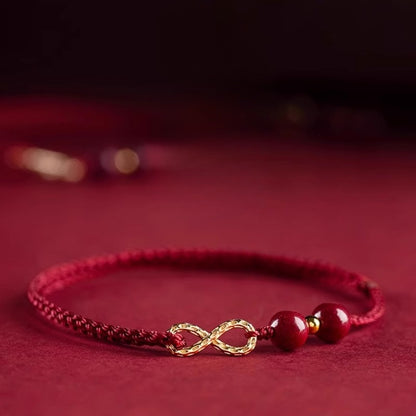 Zen Healing Cinnabar 14K Gold Protection Bracelet Anklet