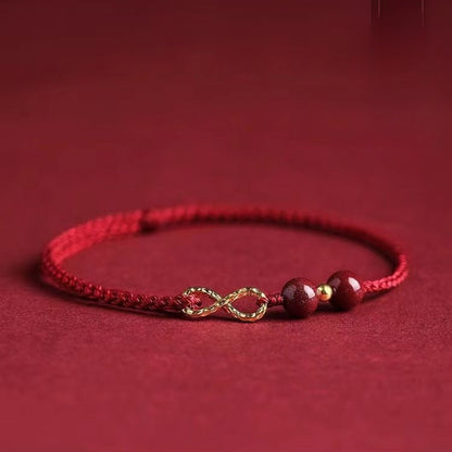 Zen Healing Cinnabar 14K Gold Protection Bracelet Anklet