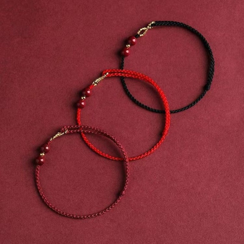 Zen Healing Cinnabar 14K Gold Protection Bracelet Anklet