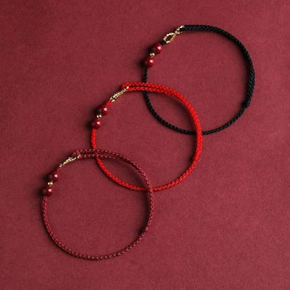 Zen Healing Cinnabar 14K Gold Protection Bracelet Anklet