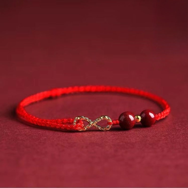 Zen Healing Cinnabar 14K Gold Protection Bracelet Anklet