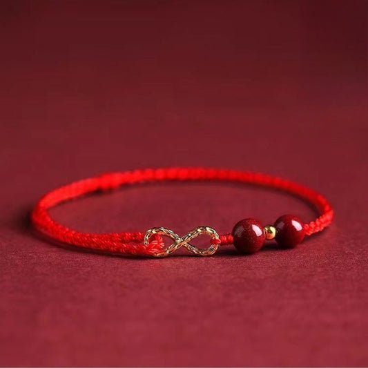 Zen Healing Cinnabar 14K Gold Protection Bracelet Anklet