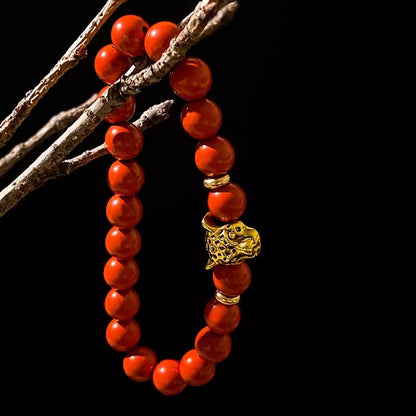 Zen Healing Cinnabar Beads Leopard Prosperity Bracelet