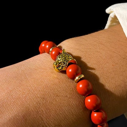 Zen Healing Cinnabar Beads Leopard Prosperity Bracelet